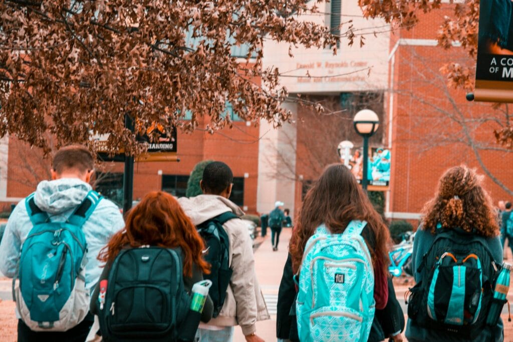 Students Walking around a School